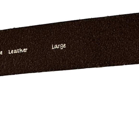 Fossil size L 43.5” long silver and goldtone buckle brown leather belt EUC - Picture 7 of 8